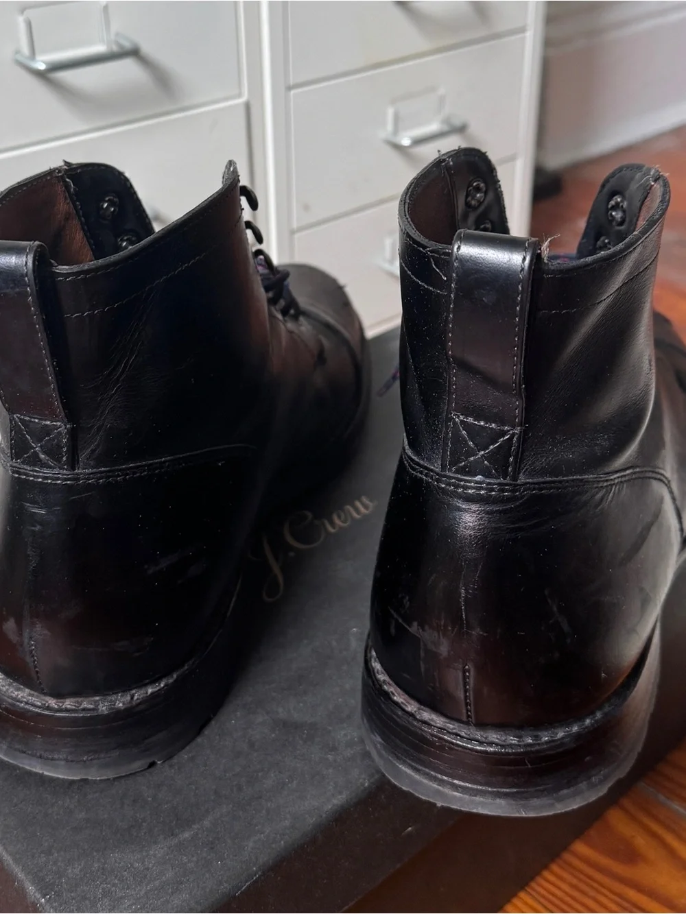 J.Crew Kenton Cap-Toe Boots 11.5M Vibram Sole Custom-Dyed Black